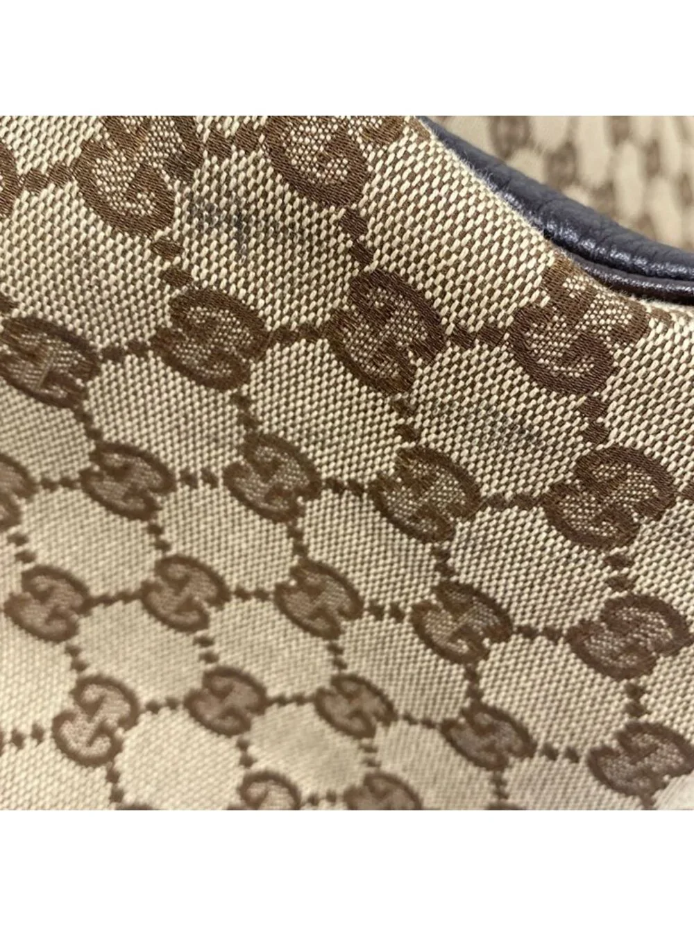 Gucci Tote Bag GG Pattern Charlotte Beige Dark Brown Leather